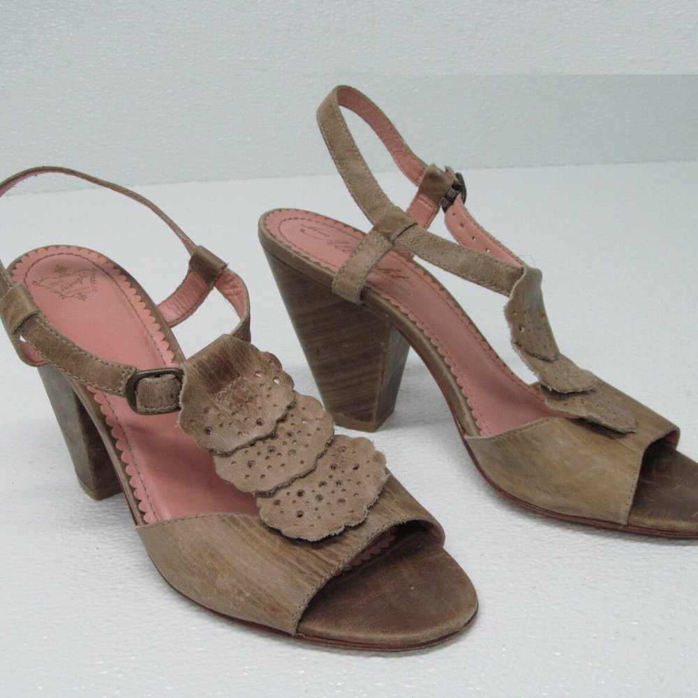 Anthropologie Miss Albright Taupe Leather Sandals